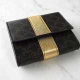 セリーヌ PVC/レザー コンパクトウォレット 三つ折り財布 ブラウン/ゴールド - NEWSED