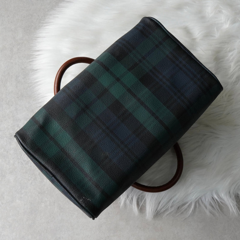 ポロ ラルフローレン チェック柄 PVC ミニボストンバッグ ハンドバッグ グリーン - NEWSED