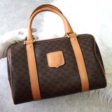 セリーヌ マカダム PVC / レザー ミニボストンバッグ ハンドバッグ ブラウン - NEWSED