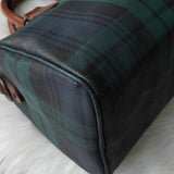 ポロ ラルフローレン チェック柄 PVC ミニボストンバッグ ハンドバッグ グリーン - NEWSED