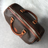 Celine Vintage Macadam PVC/Leather Mini Boston Bag Handbag Brown