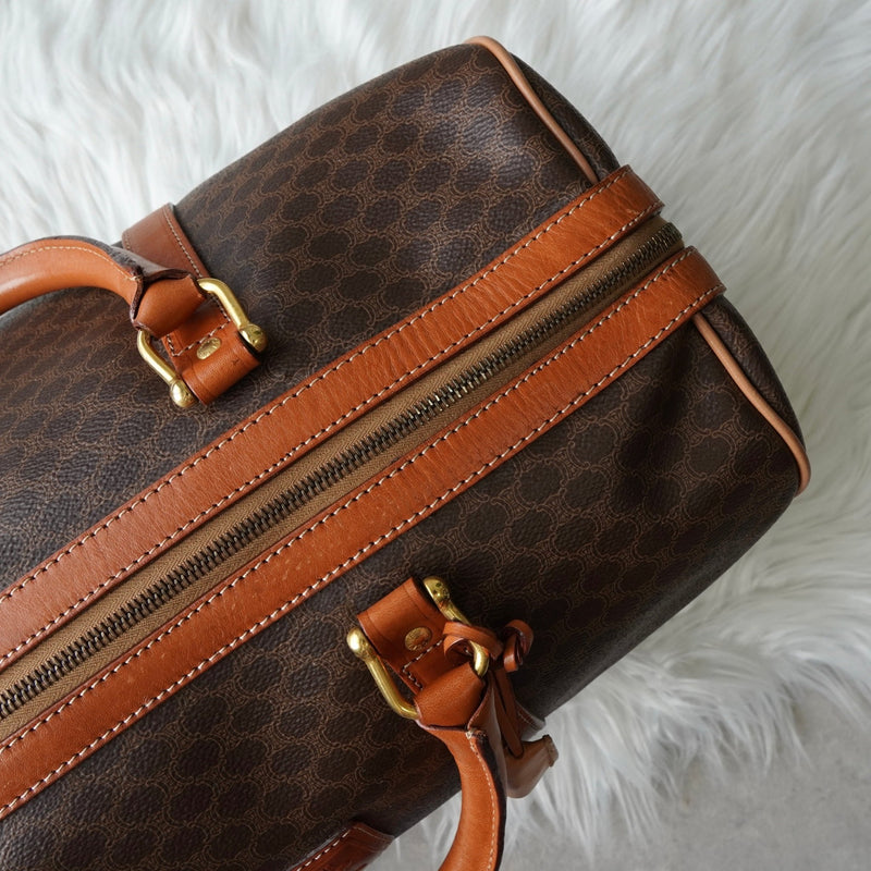 セリーヌ ヴィンテージ マカダム PVC ボストンバッグ トラベルバッグ ブラウン - NEWSED