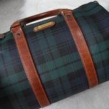 ラルフローレン チェック柄 PVC / レザー ミニボストンバッグ ハンドバッグ グリーン / ブラウン - NEWSED