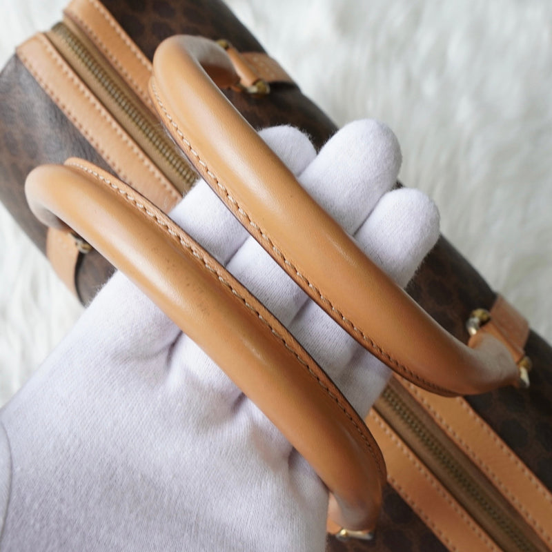 セリーヌ ヴィンテージ マカダム PVC ミニボストンバッグ ハンドバッグ ブラウン - NEWSED