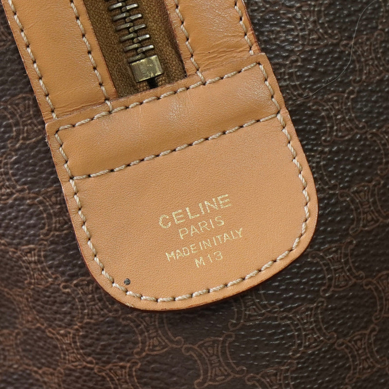 セリーヌ マカダム PVC / レザー ミニボストンバッグ ハンドバッグ ブラウン - NEWSED