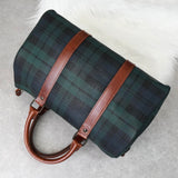 ラルフローレン チェック柄 PVC / レザー ミニボストンバッグ ハンドバッグ グリーン / ブラウン - NEWSED