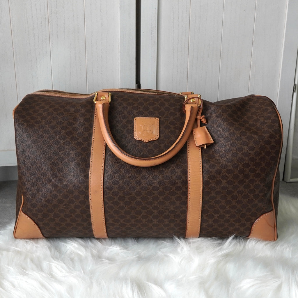 セリーヌ マカダム PVC ボストンバッグ ブラウン