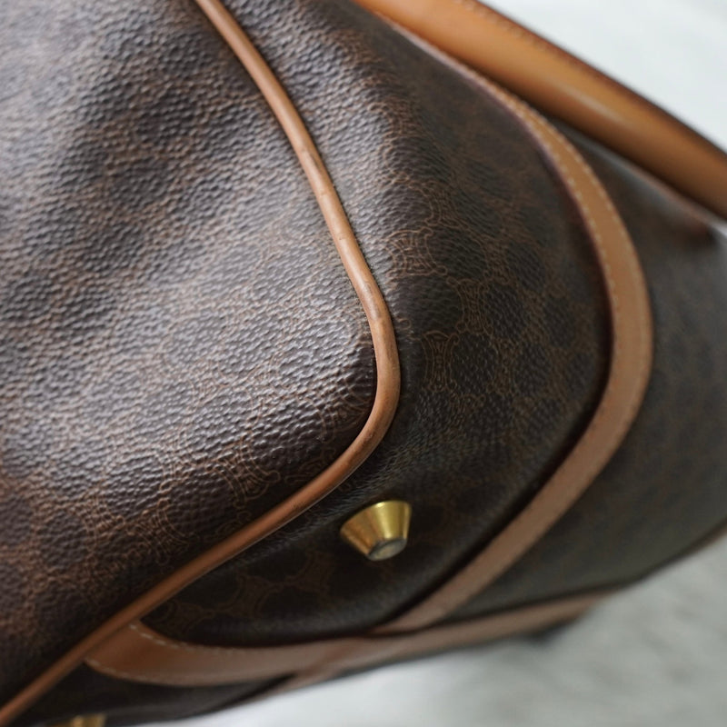 セリーヌ マカダム PVC / レザー ミニボストンバッグ ハンドバッグ ブラウン - NEWSED