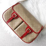 セリーヌ マカダム PVC メッセンジャーバッグ ショルダーバッグ ベージュ / レッド - NEWSED