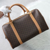 セリーヌ マカダム PVC / レザー ミニボストンバッグ ハンドバッグ ブラウン - NEWSED