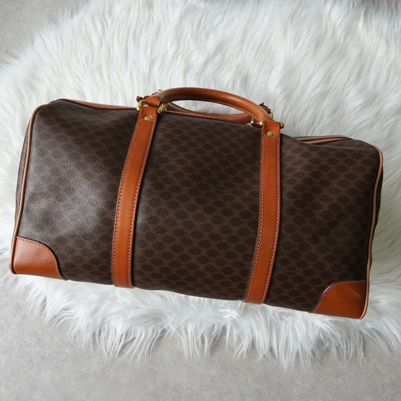 セリーヌ ヴィンテージ マカダム PVC ボストンバッグ トラベルバッグ ブラウン - NEWSED