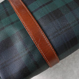 ラルフローレン チェック柄 PVC / レザー ミニボストンバッグ ハンドバッグ グリーン / ブラウン - NEWSED