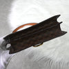 セリーヌ マカダム ダブルフラップ PVC レザー ハンドバッグ ブラウン