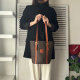 セリーヌ マカダム PVC/レザー バケツ型 トートバッグ ブラウン - NEWSED