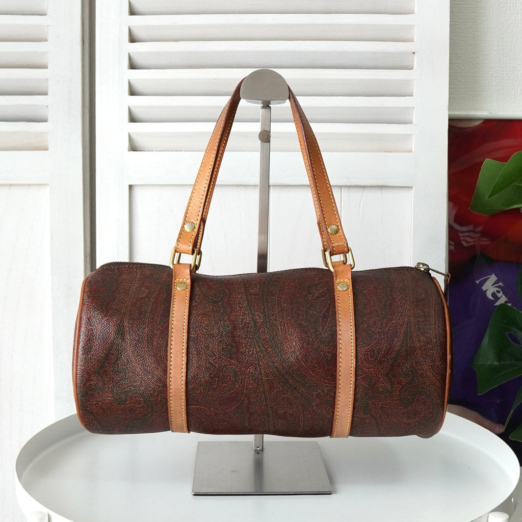 エトロ ペイズリー PVC ミニドラムバッグ ハンドバッグ ボルドー