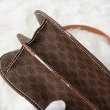 セリーヌ ヴィンテージ マカダム ゴールド ガンチーニ ワンハンドル PVC / レザー ハンドバッグ 自立型 ブラウン - NEWSED