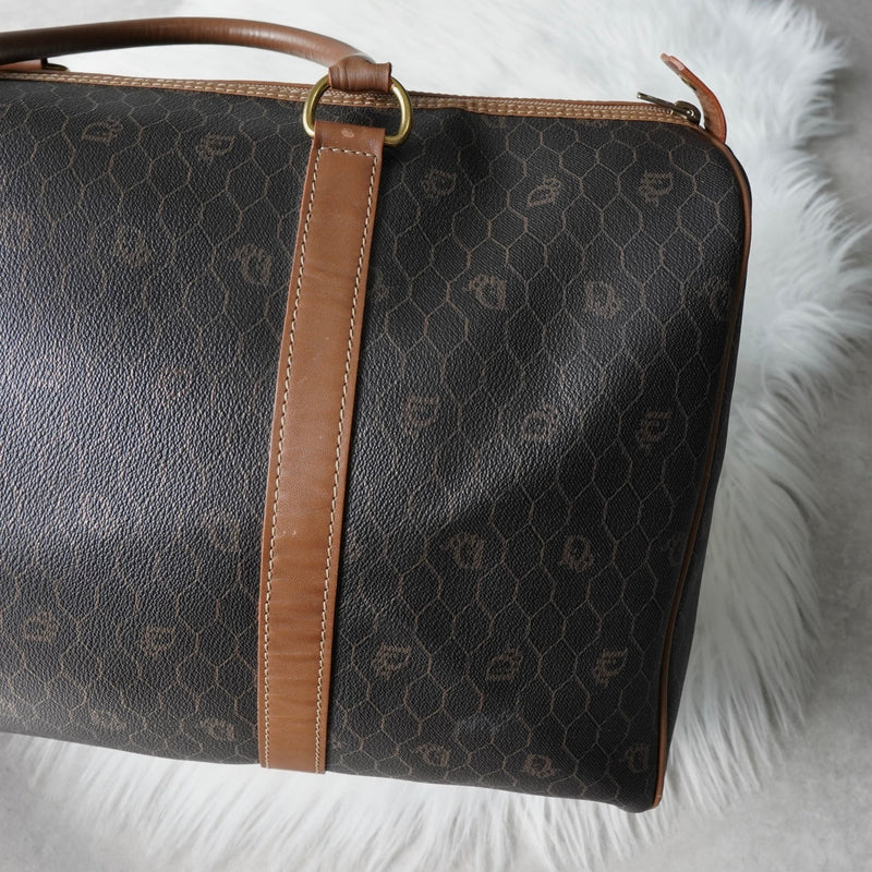 クリスチャン ディオール ヴィンテージ ハニカム柄 PVC ボストンバッグ ハンドバッグ ブラウン系 - NEWSED