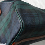 ポロ ラルフローレン チェック柄 PVC / レザー ミニボストンバッグ ハンドバッグ グリーン ブラウン - NEWSED