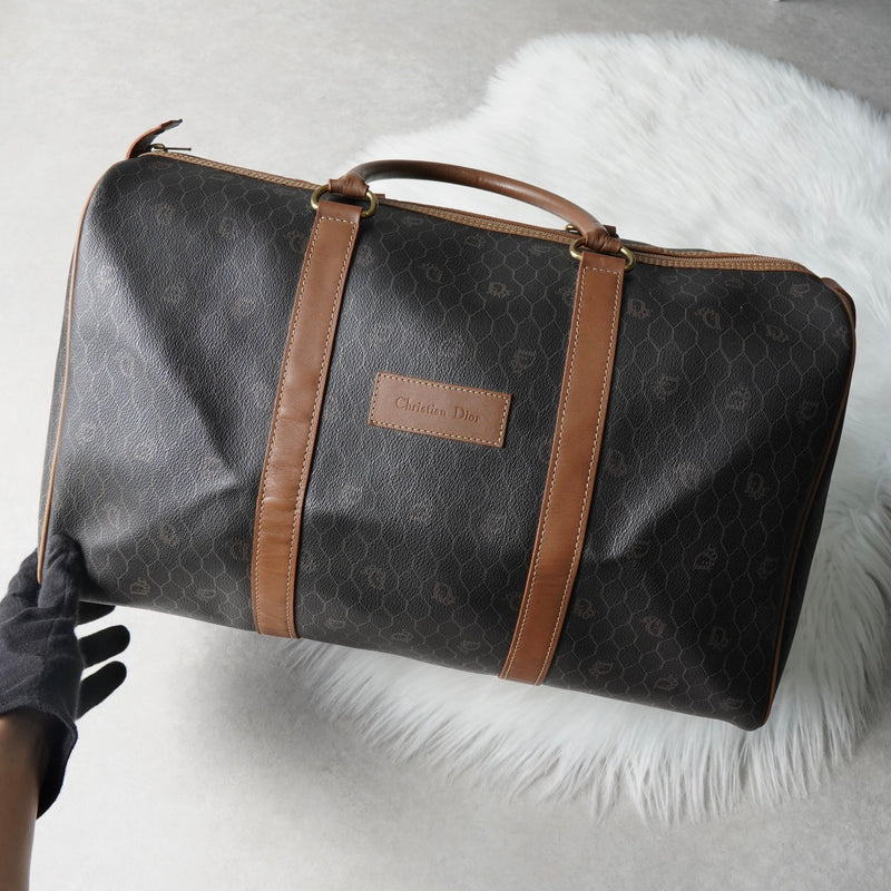 クリスチャン ディオール ヴィンテージ ハニカム柄 PVC ボストンバッグ ハンドバッグ ブラウン系 - NEWSED