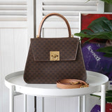 セリーヌ マカダム ガンチーニ金具 PVC 2way ハンドバッグ ショルダーバッグ ブラウン - NEWSED