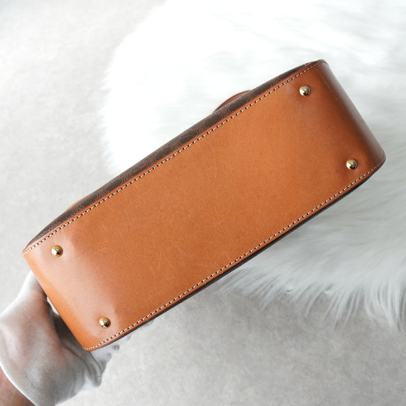 セリーヌ マカダム PVC / レザー 2way ハンドバッグ ショルダーバッグ ブラウン - NEWSED