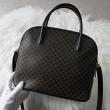 セリーヌ ボリード型 マカダム PVC 2way ハンドバッグ ショルダーバッグ 自立型 ブラック - NEWSED