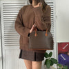 Celine Vintage Macadam PVC/Leather 2way Shoulder Bag Handbag Freestanding Brown