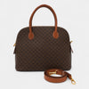 Celine Vintage Macadam PVC/Leather 2way Shoulder Bag Handbag Freestanding Brown