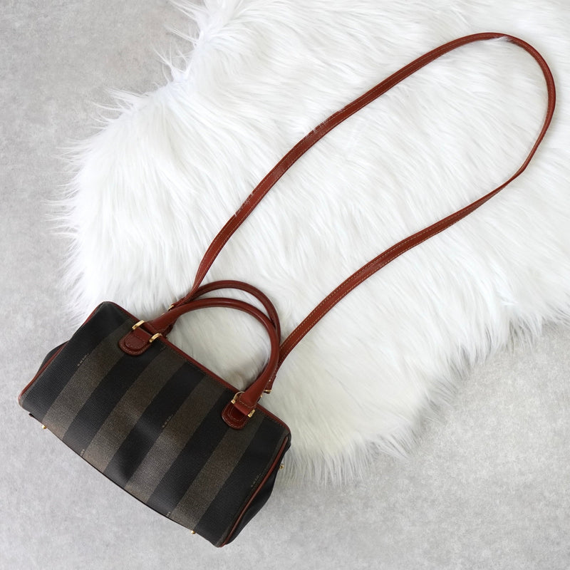フェンディ ペカン PVC / レザー 2way ハンドバッグ ショルダーバッグ カーキ - NEWSED