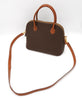 Celine Vintage Macadam PVC/Leather 2way Shoulder Bag Handbag Freestanding Brown