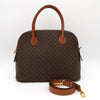 Celine Vintage Macadam PVC/Leather 2way Shoulder Bag Handbag Freestanding Brown
