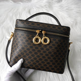 セリーヌ マカダム PVC / レザー 2way バニティバッグ ハンドバッグ ショルダーバッグ ミニバッグ ブラウン / ブラック - NEWSED