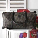 フェンディ ズッカ柄 PVC/レザー 2way ボストンバッグ ショルダーバッグ ブラウン - NEWSED