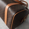 Celine Vintage Macadam PVC/Leather 2way Mini Boston Bag Handbag Shoulder Bag Brown