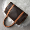 Celine Vintage Macadam PVC/Leather 2way Mini Boston Bag Handbag Shoulder Bag Brown