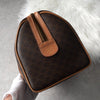 Celine Vintage Macadam PVC/Leather 2way Mini Boston Bag Handbag Shoulder Bag Brown