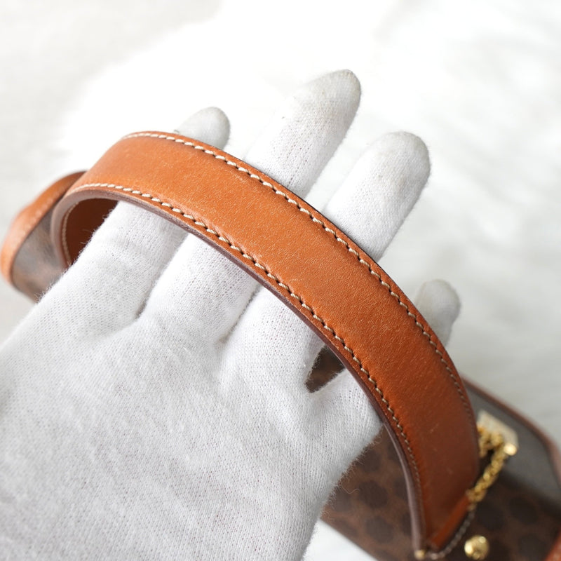 セリーヌ マカダム PVC / レザー 2way ハンドバッグ ショルダーバッグ ブラウン - NEWSED