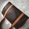 Celine Vintage Macadam PVC/Leather 2way Mini Boston Bag Handbag Shoulder Bag Brown