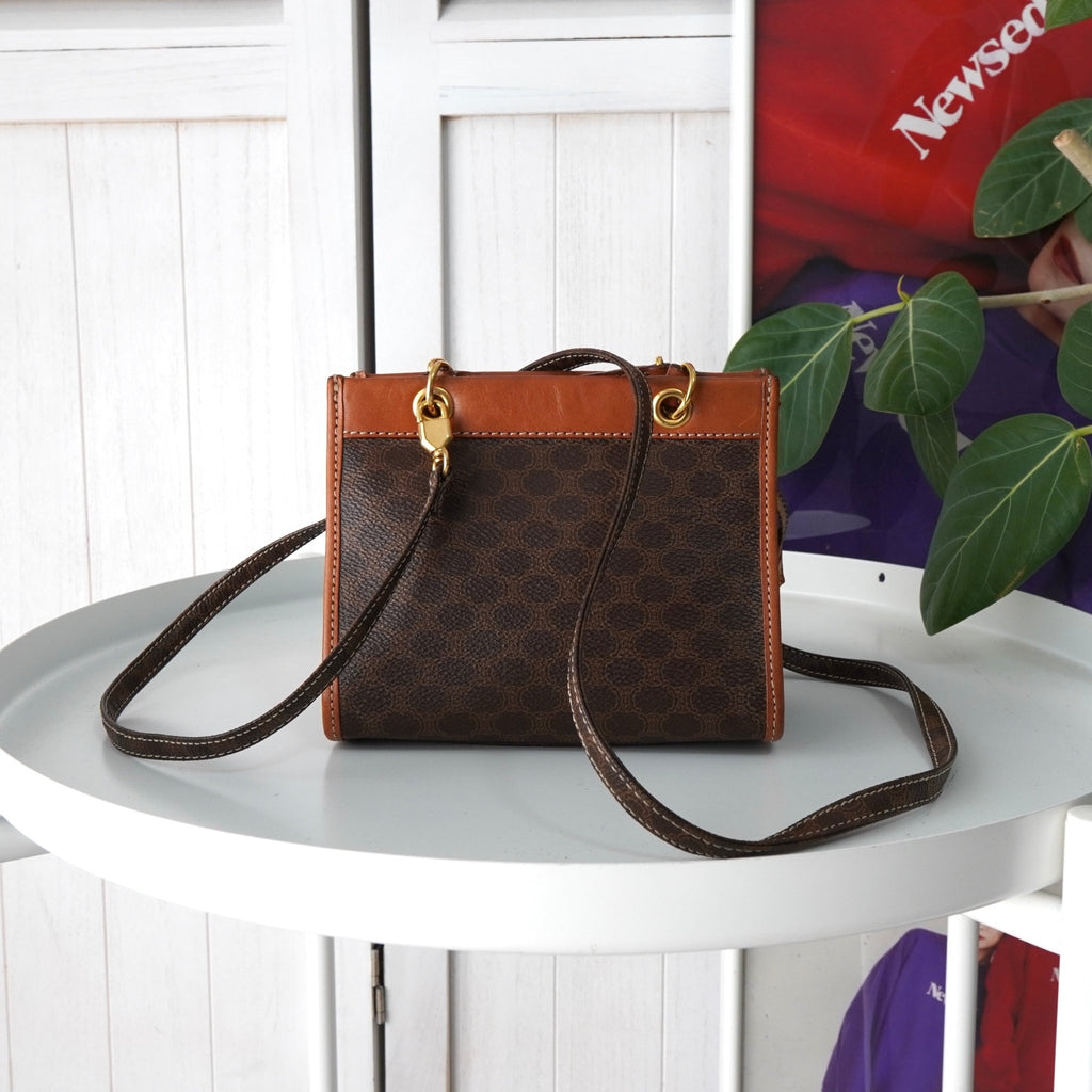 Celine Macadam PVC/皮革迷你两用包 棕色