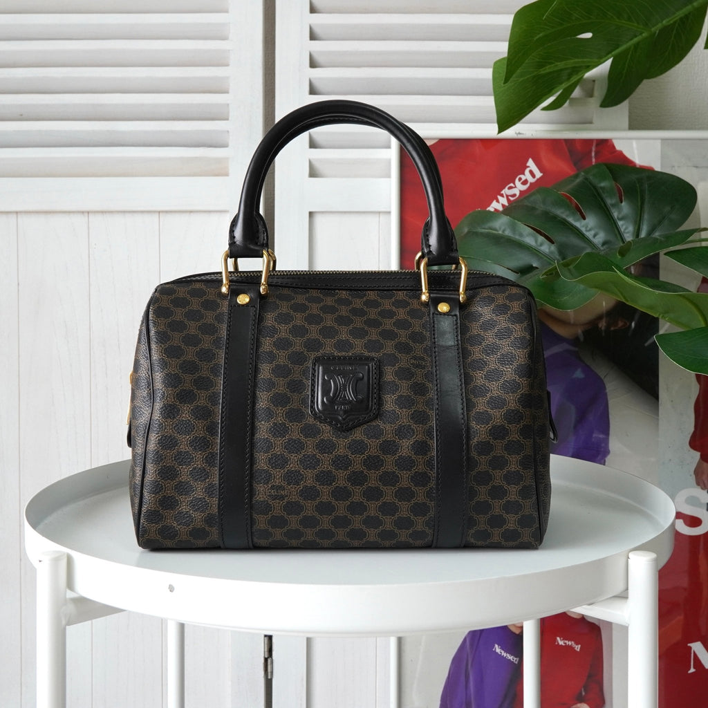 Celine Macadam PVC 两用迷你波士顿包 单肩包 黑色