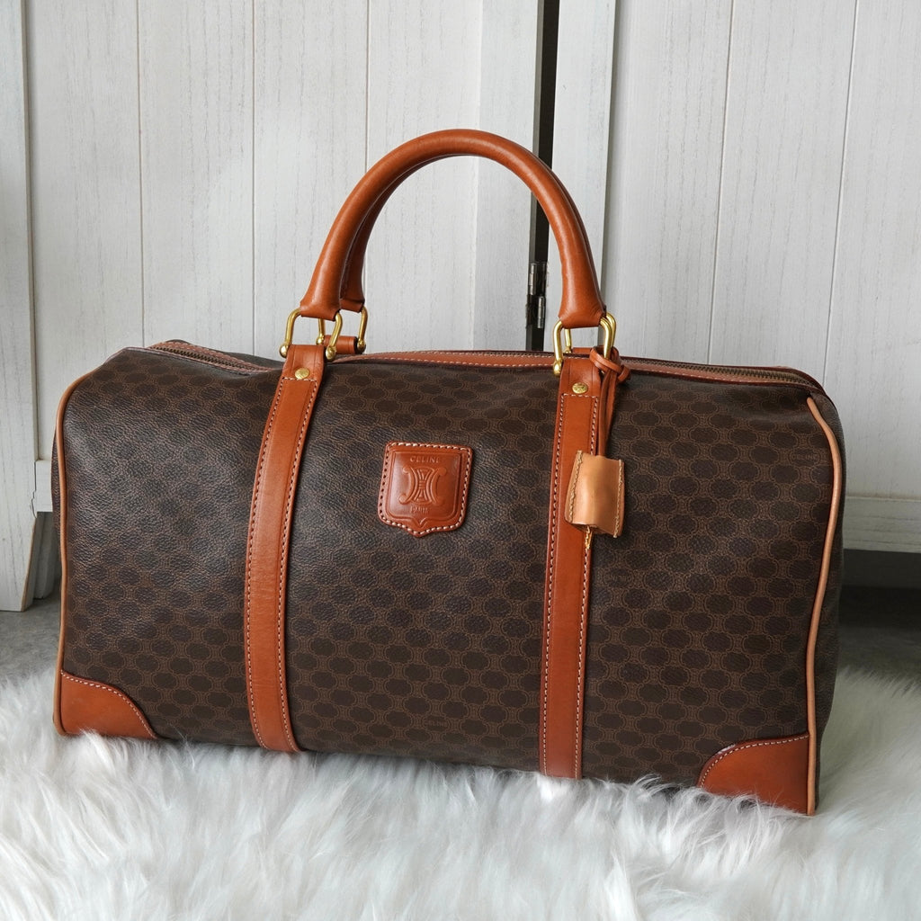 セリーヌ ヴィンテージ マカダム PVC ボストンバッグ トラベルバッグ ブラウン