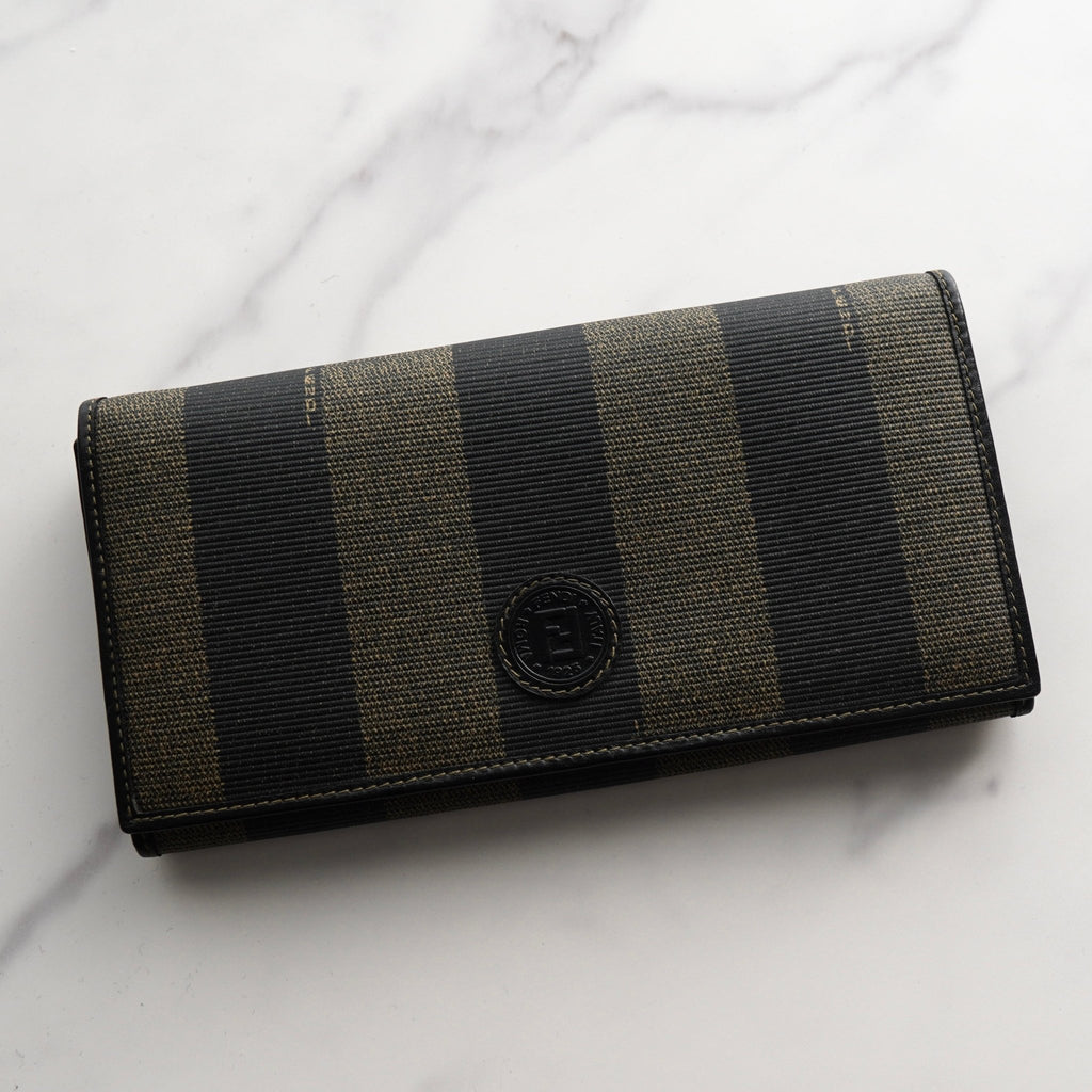 Fendi Pecan PVC/Leather Bi-fold Long Wallet Black/Brown