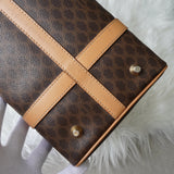 セリーヌ ヴィンテージ マカダム PVC ミニボストンバッグ ハンドバッグ ブラウン - NEWSED