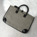 ラルフローレン 千鳥格子柄 PVC / レザー ハンドバッグ トートバッグ アイボリー / ブラック - NEWSED