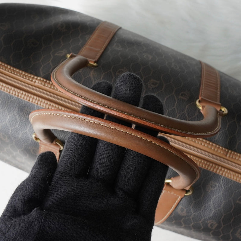 クリスチャン ディオール ヴィンテージ ハニカム柄 PVC ボストンバッグ ハンドバッグ ブラウン系 - NEWSED