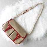 セリーヌ マカダム PVC メッセンジャーバッグ ショルダーバッグ ベージュ / レッド - NEWSED