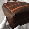 Celine Vintage Macadam PVC/Leather Handbag Freestanding Brown