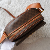 セリーヌ ヴィンテージ マカダム サークル金具 PVC/レザー ショルダーバッグ 自立型 ブラウン - NEWSED