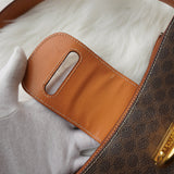 セリーヌ ヴィンテージ マカダム ゴールド ガンチーニ ワンハンドル PVC / レザー ハンドバッグ 自立型 ブラウン - NEWSED