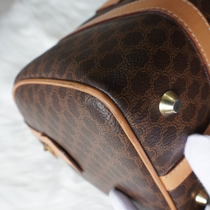 セリーヌ ヴィンテージ マカダム PVC ミニボストンバッグ ハンドバッグ ブラウン - NEWSED